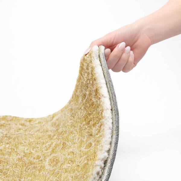 Dream Shag Premium Machine Washable Abstract ADS661 Gold 10 ft. x 14 ft. Area Rug