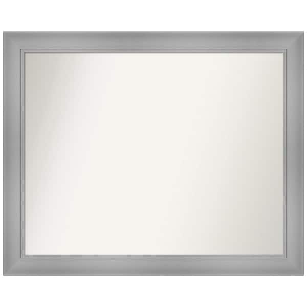 Amanti Art Flair Polished Nickel 32 in. W x 26 in. H Rectangle Non-Beveled Framed Wall Mirror in Silver