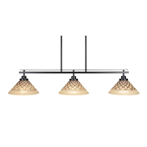Unbranded Monroe 3-Light, Matte Black Billiard Light, Any room with 10 in. Chocolate Icing Glass Shades no bulbs included