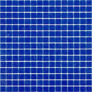 Dune Glossy Cerulean Blue 12 in. x 12 in. Glass Mosaic Wall and Floor Tile (20 sq. ft./case) (20-pack)