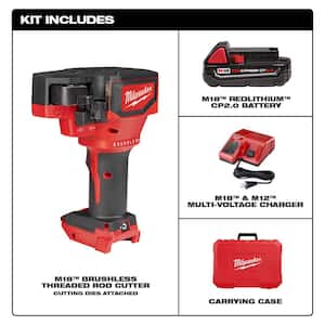 M18 18V Lithium-Ion Cordless Brushless Threaded Rod Cutter Kit with 2.0 Ah Battery, Charger and Case