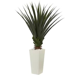 5 ft. Spiky Agave Artificial Plant in White Tower Planter