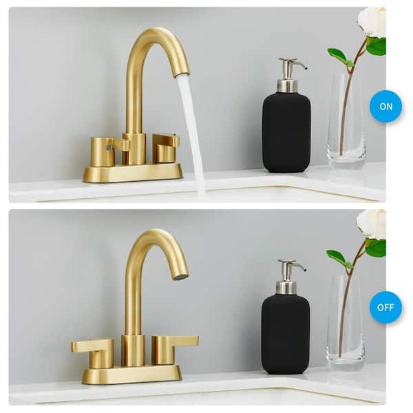 Tahanbath 4 in. Centerset Bathroom Faucet Bathroom Faucet Included in Brushed Gold