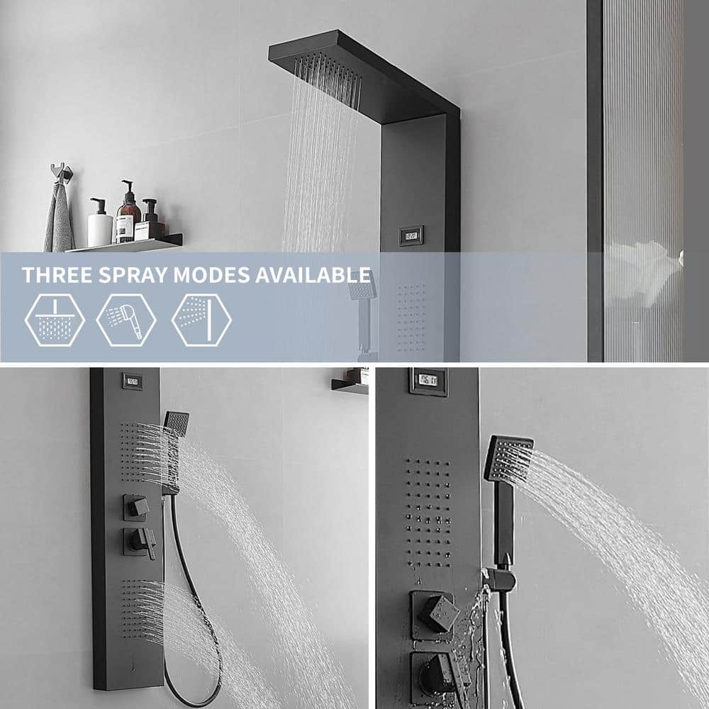 Matte Black 51.57'' Shower Panel with Rainfall Shower Head