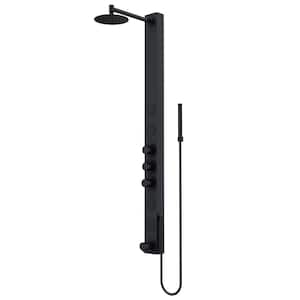 Bowery 58 in. H x 4 in. W 4-Jet Shower Panel System with Round Shower Head, Tub Filler and Hand Shower in Matte Black