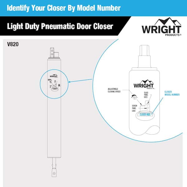 Wright Products Medium Duty Aluminum Pneumatic Door Closer V820