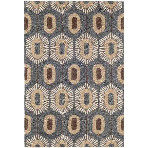 8 ft. x 10 ft. Blue Stowe Hand Micro Hooked Wool Indoor Area Rug