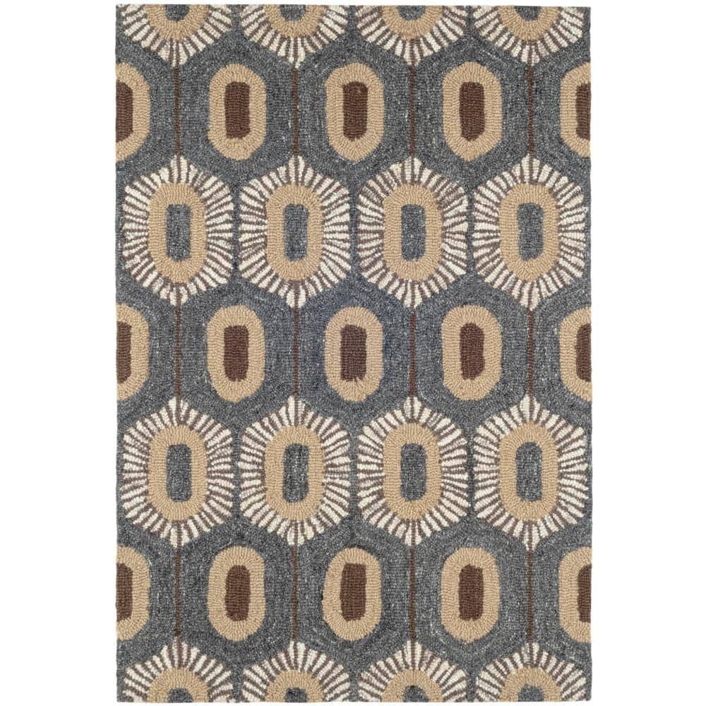 9 ft. x 12 ft. Blue Stowe Hand Micro Hooked Wool Indoor Area Rug