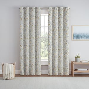 Dutchess Flaxen Polyester Botanical 50 in. W x 84 in. L Grommet 100% Blackout Curtain (Single Panel)