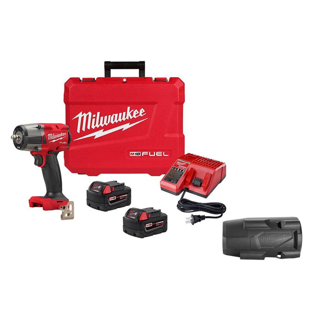 Milwaukee M18 FUEL GEN-2 18V Lithium-Ion Mid Torque Brushless Cordless 3/8 in. Impact Wrench with Friction Ring Kit with Boot -  2960-22-49