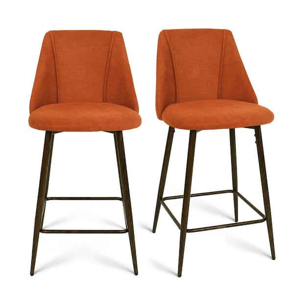 Elevens CHOLE Terra Fabric Upholstered 26 in. Full Back Metal Frame Counter Stool (Set of 2) (19 in. W x 39 in. H)