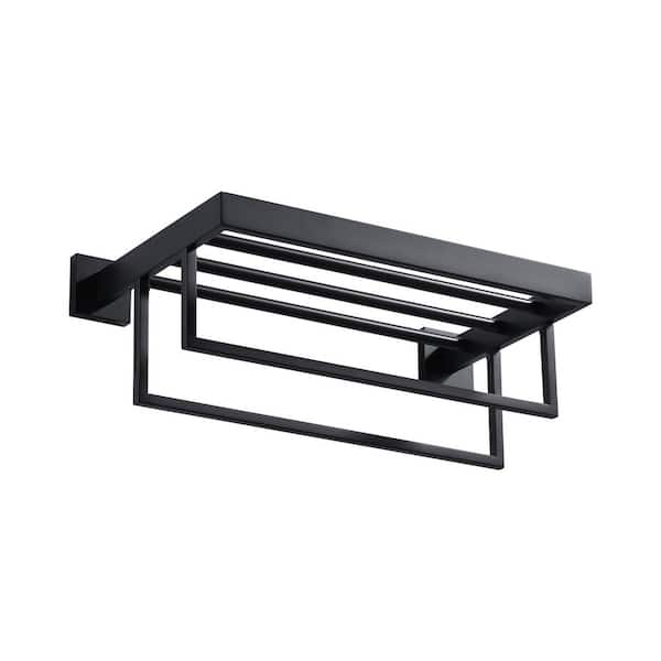 IVIGA 16 in. Wall Mounted Towel Rack with 2-Towel Bars in Stainless Steel Matte Black