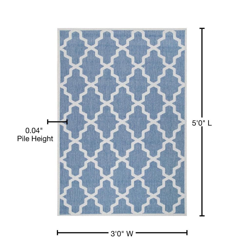 Gina Moroccan Trellis Non-Slip Synthetic Rug, 3' x 5', Blue