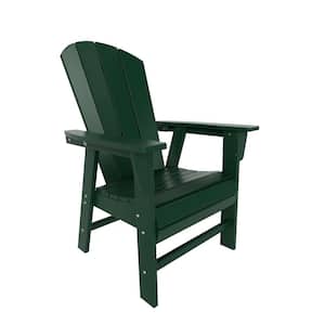 Laguna Outdoor Patio Fade Resistant HDPE Plastic Adirondack Style Dining Chair with Arms in Dark Green
