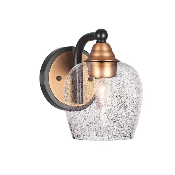 Unbranded Madison 6 in. 1-Light Matte Black and Brass Wall Sconce with Standard Shade