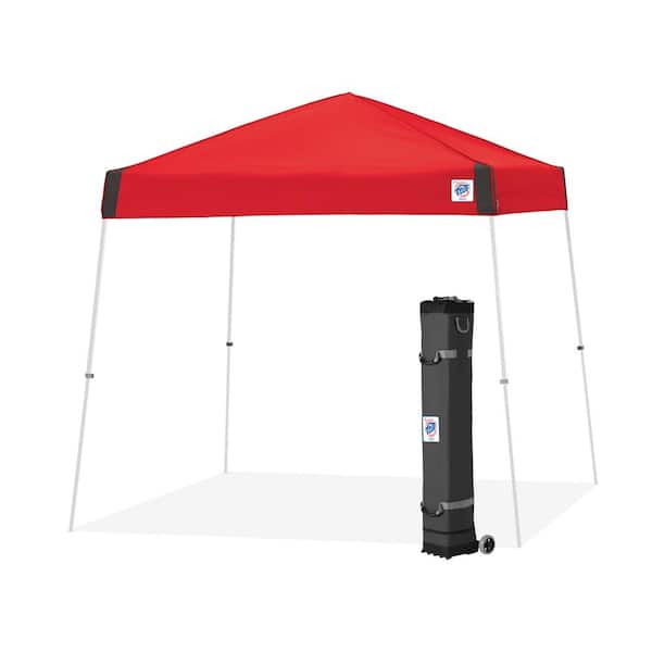 E-Z UP Vista Series 10 ft. x 10 ft. Red Instant Canopy Pop Up Tent with White Angled Legs and Roller Bag