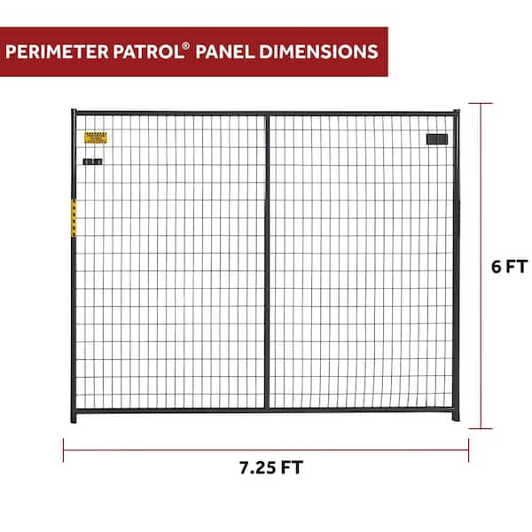 Perimeter Patrol 6 ft. H x 210 ft. L Black Powder Coated Welded Wire Complete Temporary Fence Panel Kit