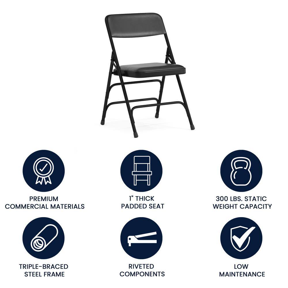 Hercules Series Black Steel Padded Folding Chair