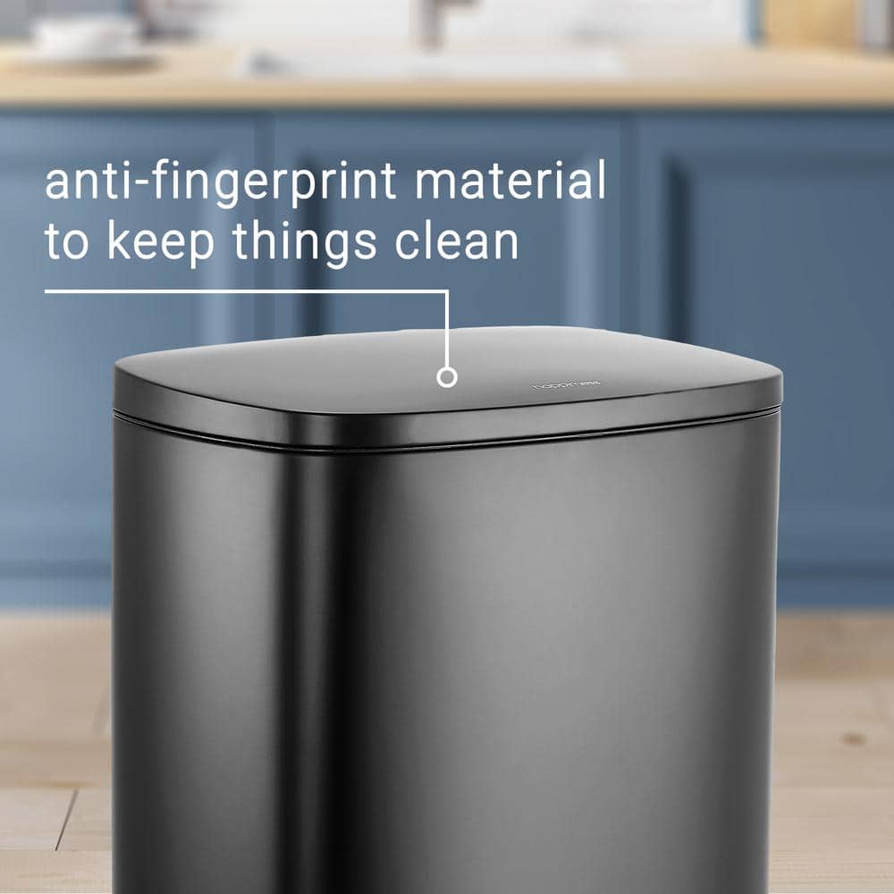 Connor Black Stainless Steel 13-Gallon Trash Can with Soft-Close Lid