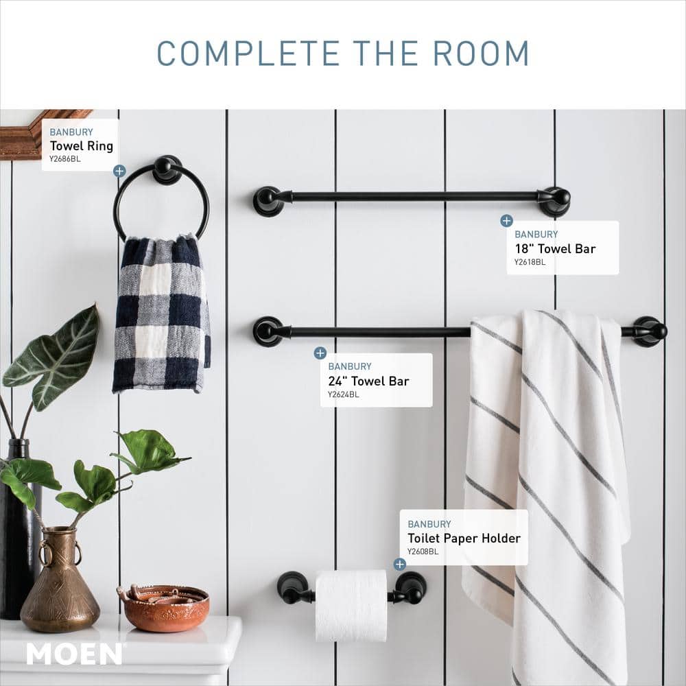 Matte Black 18-Inch Wall Mounted Towel Bar