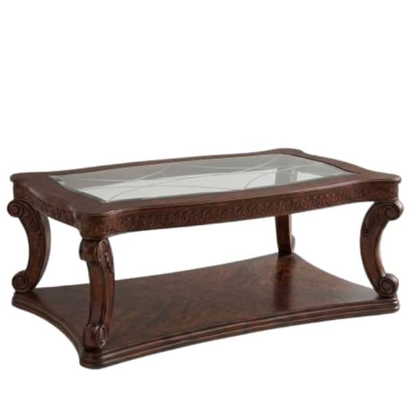 William's Home Furnishing Zosia 52 in. Dark Oak Rectangle Glass