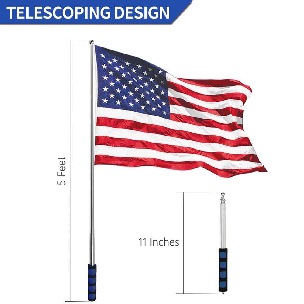 Royal Blue Stainless Steel Telescopic Garden Flagpole