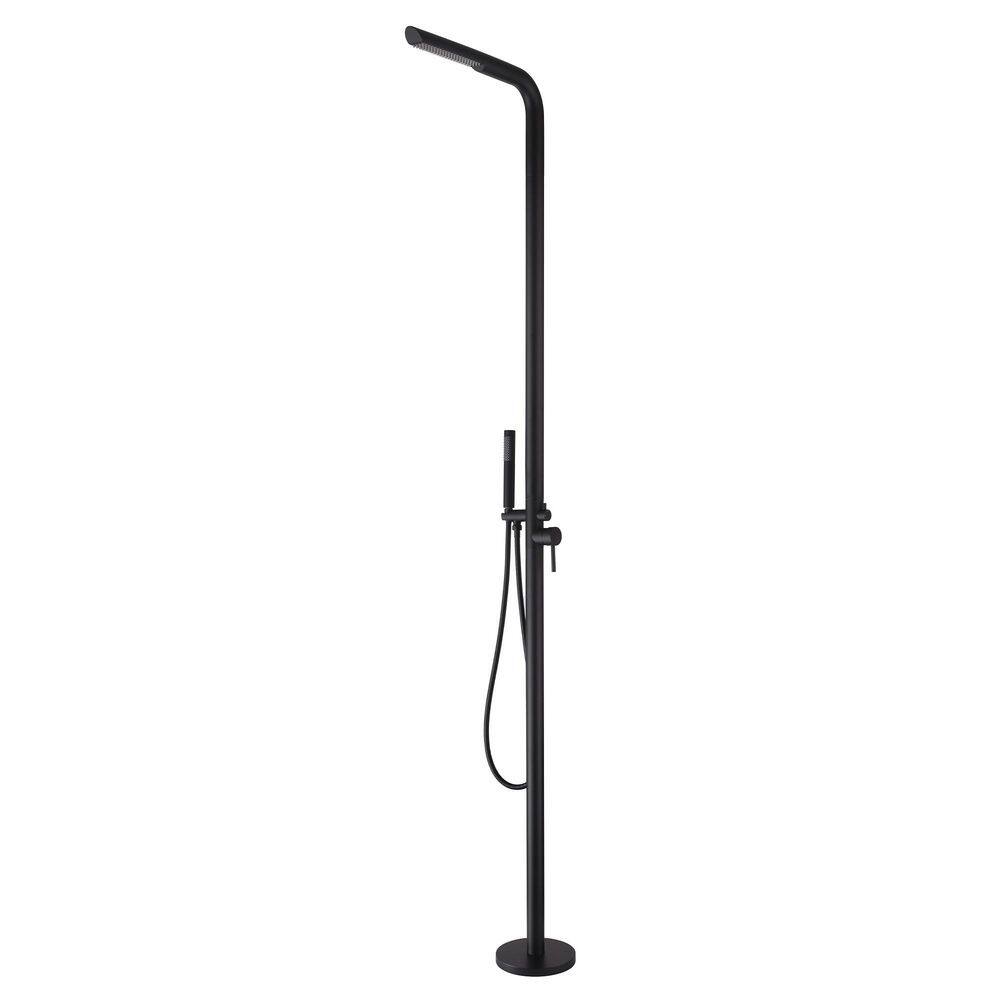 Dual-Function 2-Spray Freestanding Outdoor Shower Faucet 2.1 GPM Floor-Mount Shower Kit in Matte Black price history on PriceWatchPro