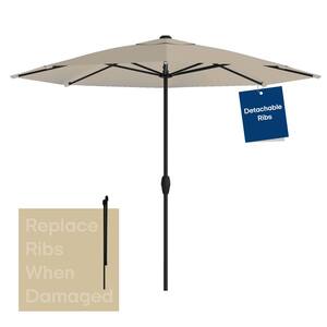 9 ft. OneClick 2 Patio Umbrella with Rib Replacement Technology Market Umbrella Tan