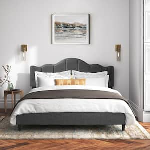 Queen Size Platform Bed Frame with Headboard Fabric Upholstered/No Box Spring Needed/Wood Slat Support 60.4 in. W