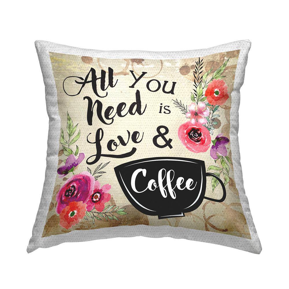 All You Need Love and Coffee Floral Multi-Color Square Outdoor Throw Pillow price history on PriceWatchPro