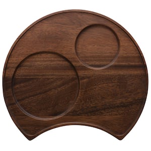 Kona Wood 13 in. x 11.75 in. (Brown) Acacia Wood Serving Tray, Crescent Shape