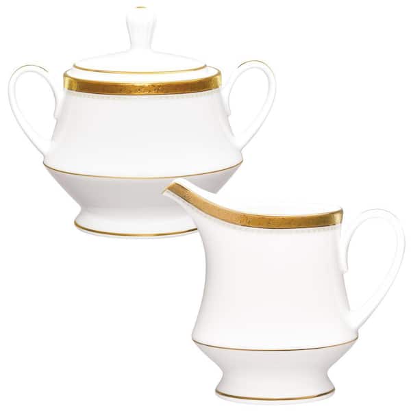 Charlotta Gold Sugar 10 oz. and Creamer 8 fl. oz. Set (Gold) Porcelain