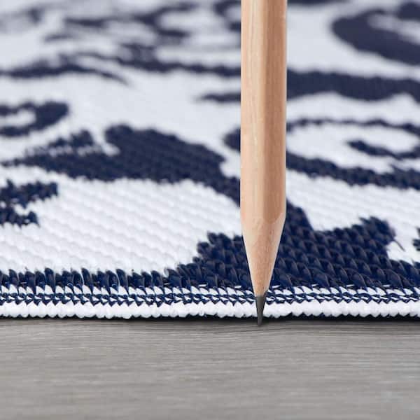 Sunset Scroll Navy 9 ft. x 12 ft. Indoor/Outdoor Area Rug