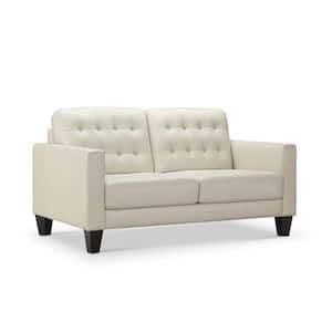 Carlisle 39 in. Ivory Straight Arm Leather Rectangle 2-Seater Loveseat