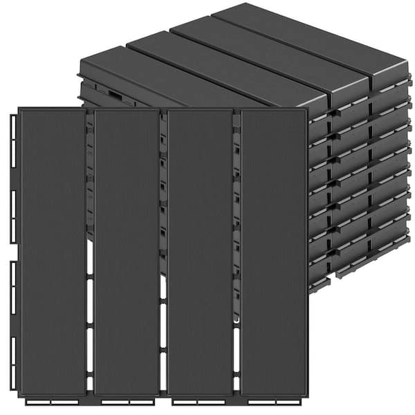 Afoxsos 12 in. x 12 in. Plastic Interlocking Deck Tiles, 9-Pack, Waterproof Outdoor Flooring for All Weather Use