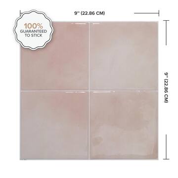 smart tiles Zellige Temera 9 in. x 9 in. Vinyl Peel and Stick Tile (2.22 sq. ft. / 4-Pack) SM1256G-04-QG