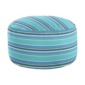 30 in. x 30 in. x 15 in. Sunbrella Dolce Oasis Stripe Round Outdoor Bean Pouf