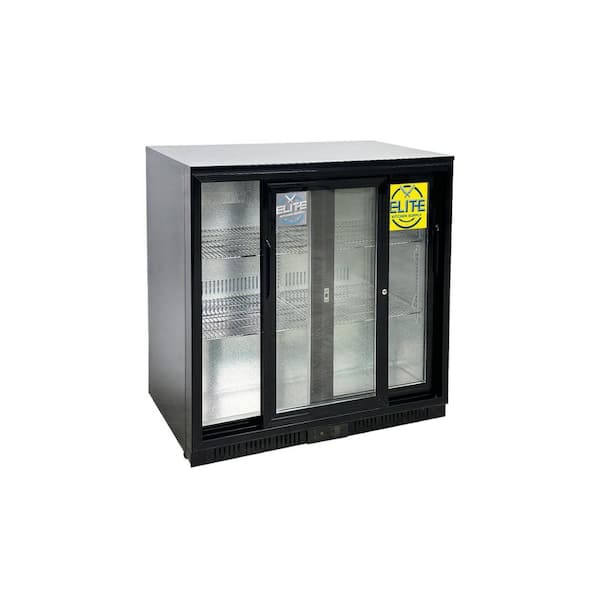 Elite Kitchen Supply 35.5 in. 7.4 cu. ft. Commercial NSF Beverage Back Bar Cooler Slide Door EB2S Black