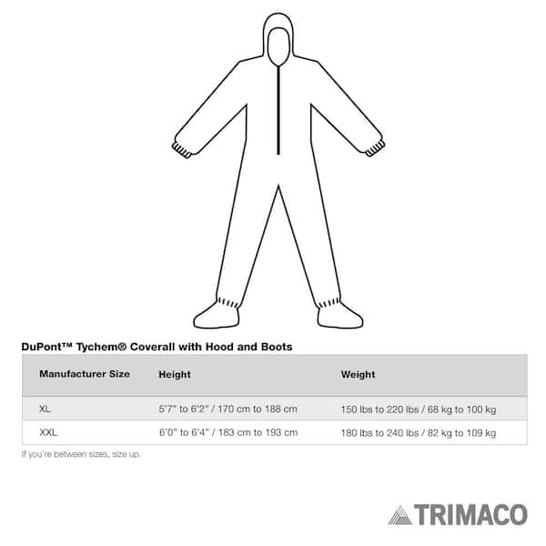 TRIMACO DuPont Tychem 2X Large Coverall with Hood and Boots 142142