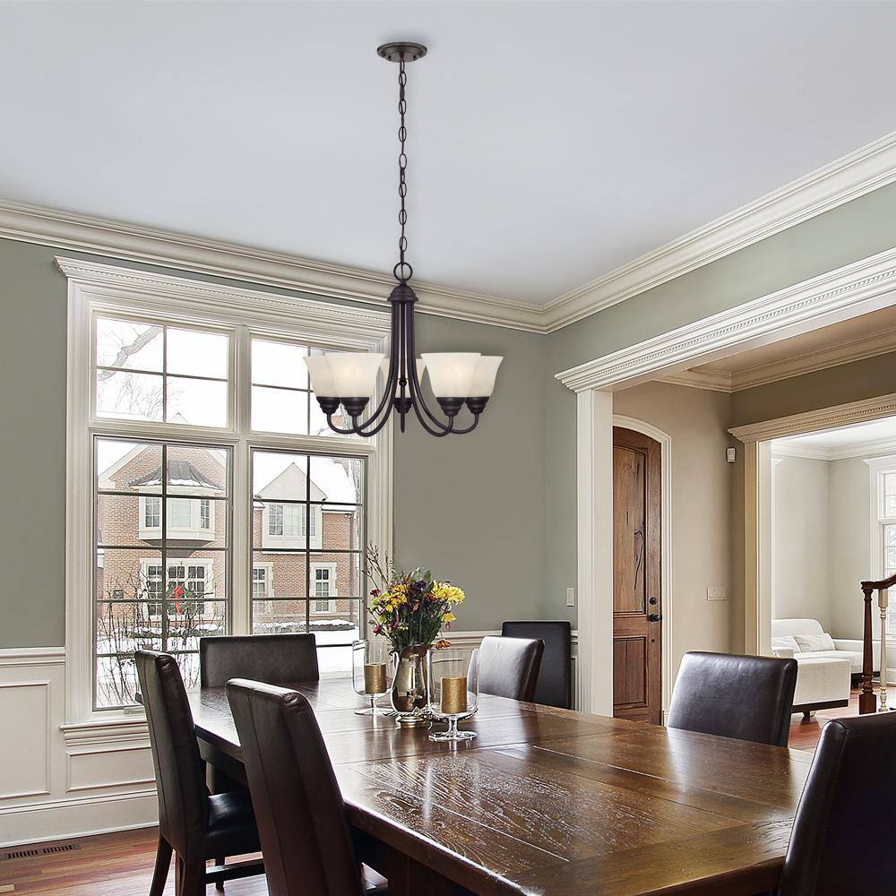 Kendall Mini Chandelier in Timeless Oil Rubbed Bronze with Alabaster Glass Shades