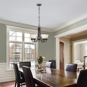 Kendall 5-Light Classic Oil Rubbed Bronze Chandelier with Alabaster Glass Shades For Dining Rooms