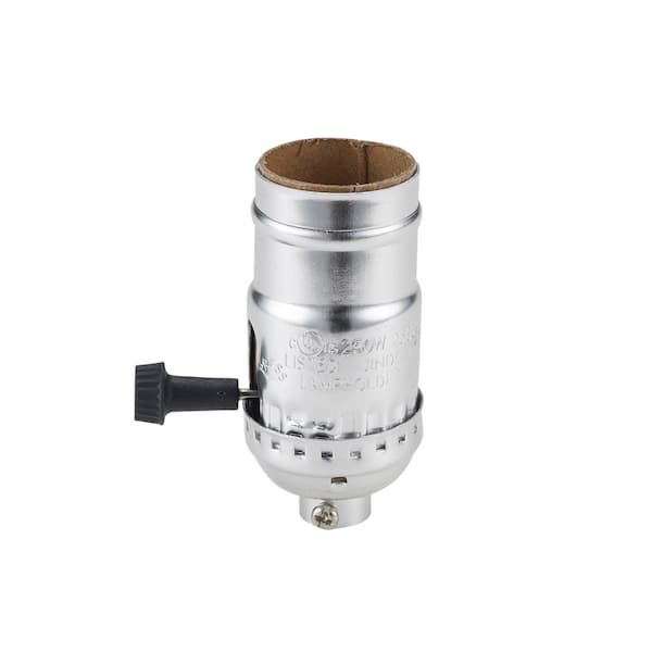 2.75 in. Standard Base Brushed Nickel Lamp Socket with 3-Way Turn Knob Switch