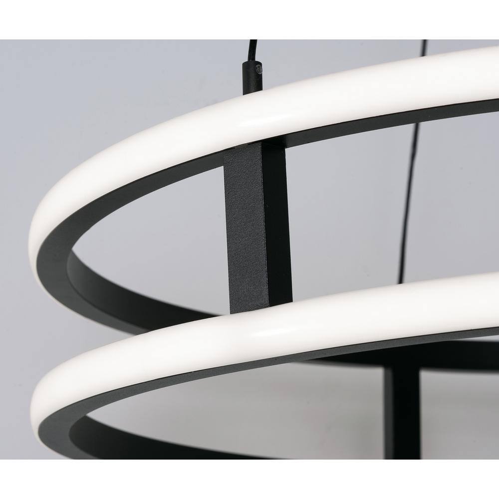 Gemini 24-Inch Black LED Dual Ring Pendant Light