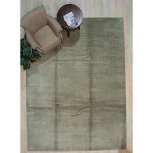 Green Handmade Wool Transitional Ningxia Rug, 10' x 14'
