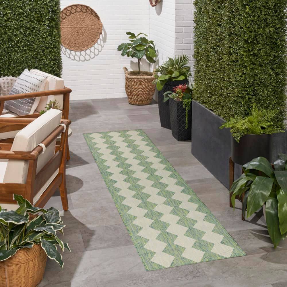 Positano Blue Green 2 ft. x 8 ft. Diamond Contemporary Runner Area Rug price history on PriceWatchPro