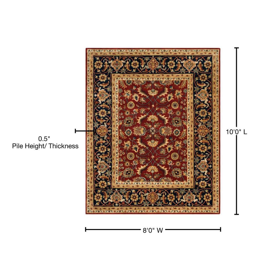 Handmade Red and Navy Wool Tufted Area Rug