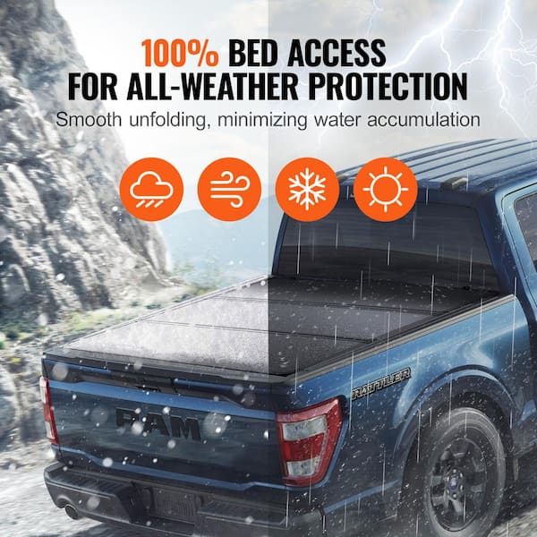 VEVOR Tri-Fold Truck Bed Tonneau Cover Compatible with 2015-2024 Ford F-150 6.5 ft.Bed Only Fit 6.5 ft. x 5.4 ft. Inside Bed ZDSKCHBXGZDSW95I8V9