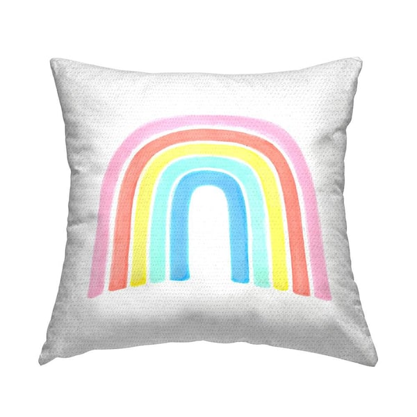 Stupell Industries Traditional Pastel Arch Rainbow Children's Striped Pattern Multi-Color Square Outdoor Throw Pillow