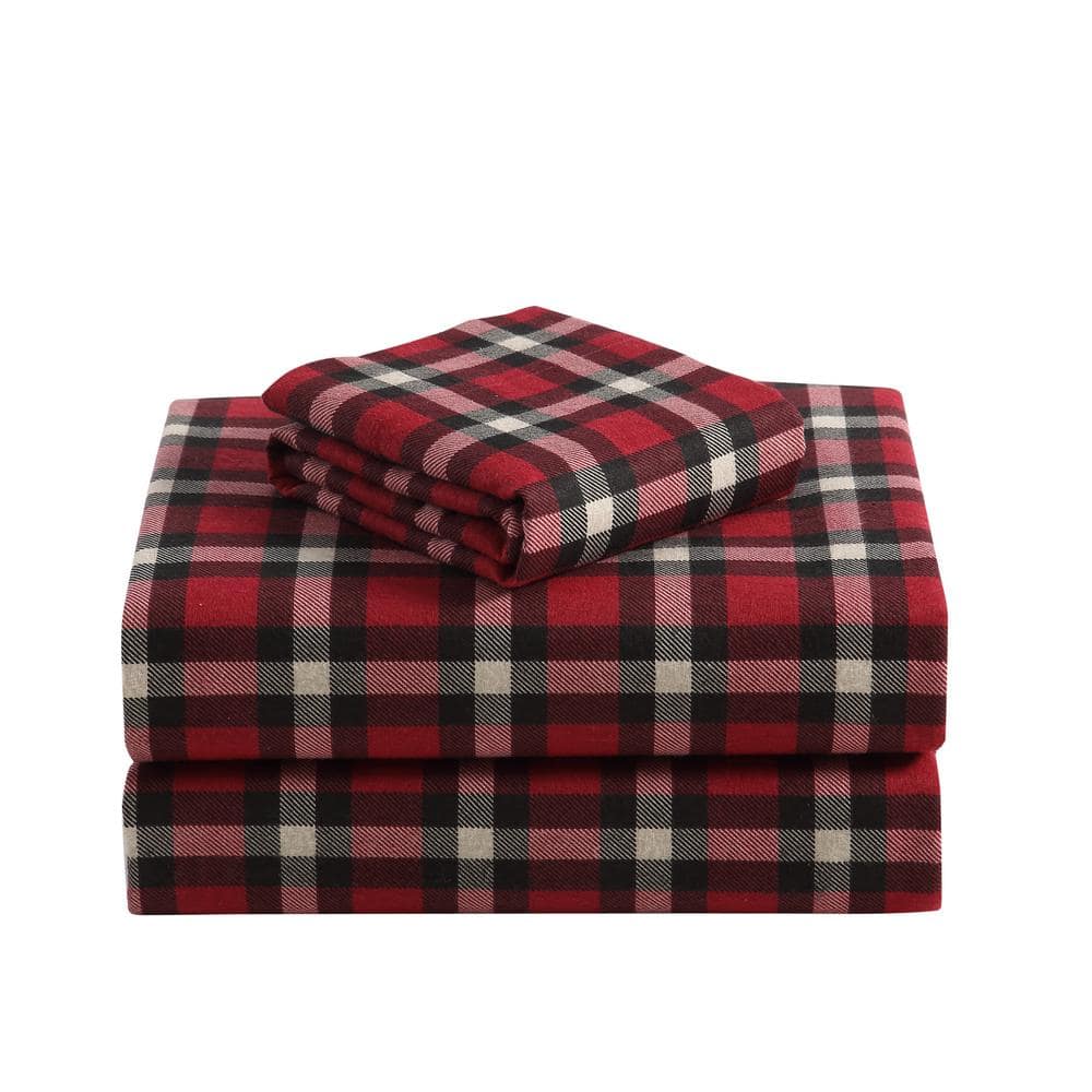 Morgan Home Geraldine Cotton Red Flannel King Sheet Set