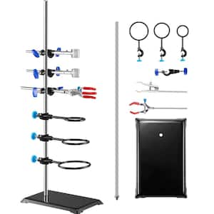 Lab Stand Support, Laboratory Retort Support Stand Set Steel Lab Stand 23.6 in. Rod and 8.3 in. x 5.7 in. Cast Iron Base